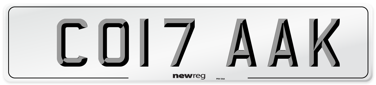 CO17 AAK Number Plate from New Reg